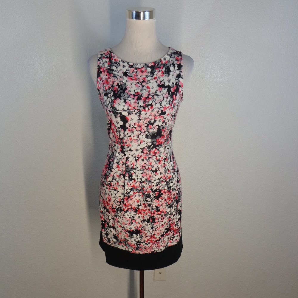 J Jill Womens Wearever Collection Sleeveless Dress XSP Pink White Black Floral